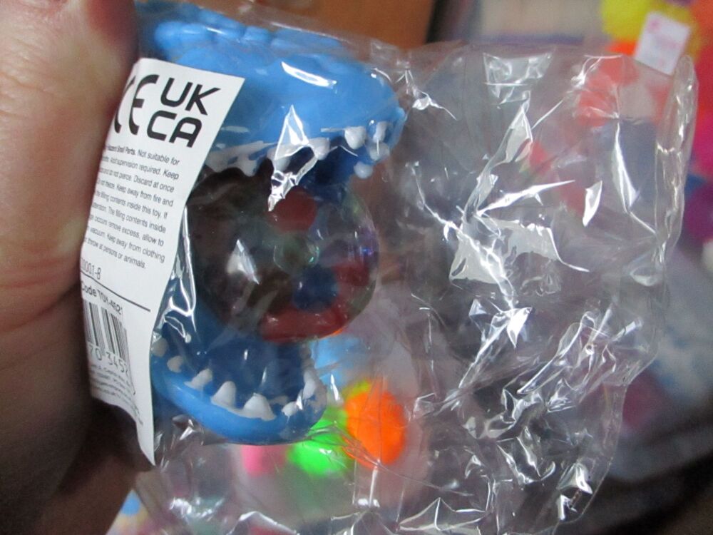 Blue Squishy Tyrannosaurus Rex Dinosaur Head - Liquid Filled with coloured beads inside - Hoot