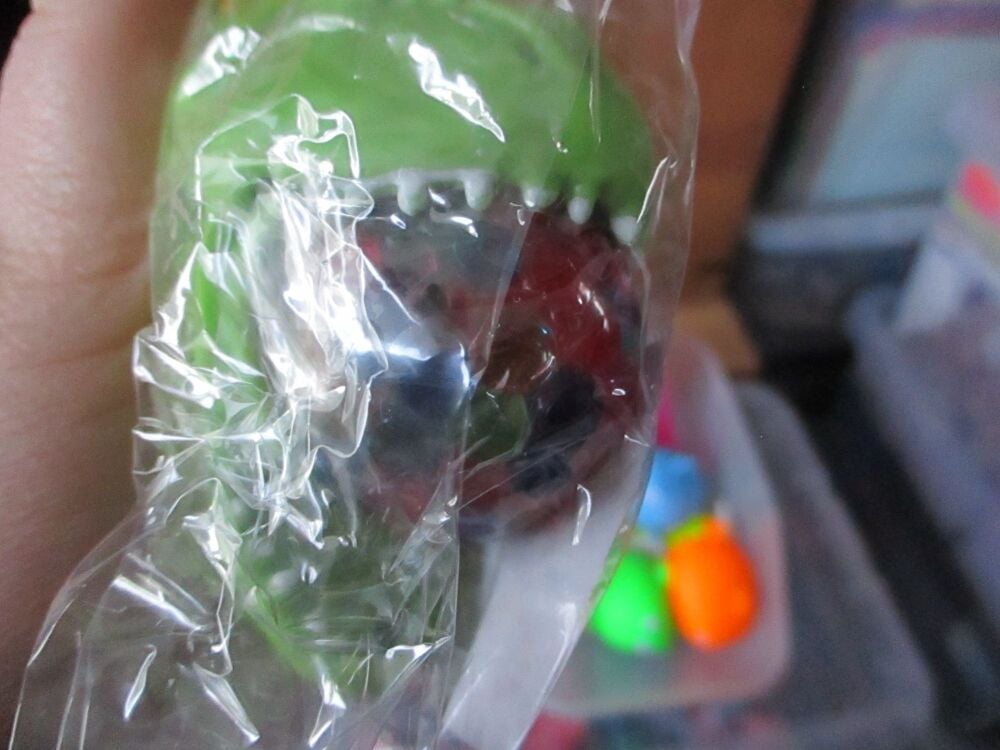 Green Squishy Tyrannosaurus Rex Dinosaur Head - Liquid Filled with coloured beads inside - Hoot