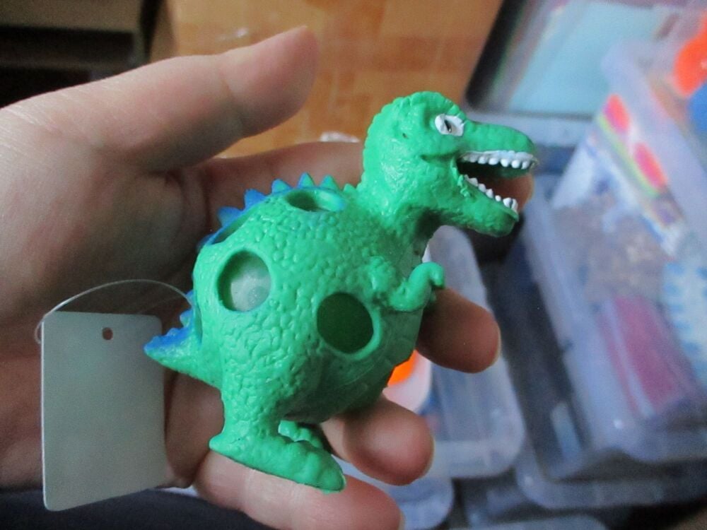 Green Tyrannosaurus Rex Squishy Bead Dinosaur - Liquid Filled with coloured