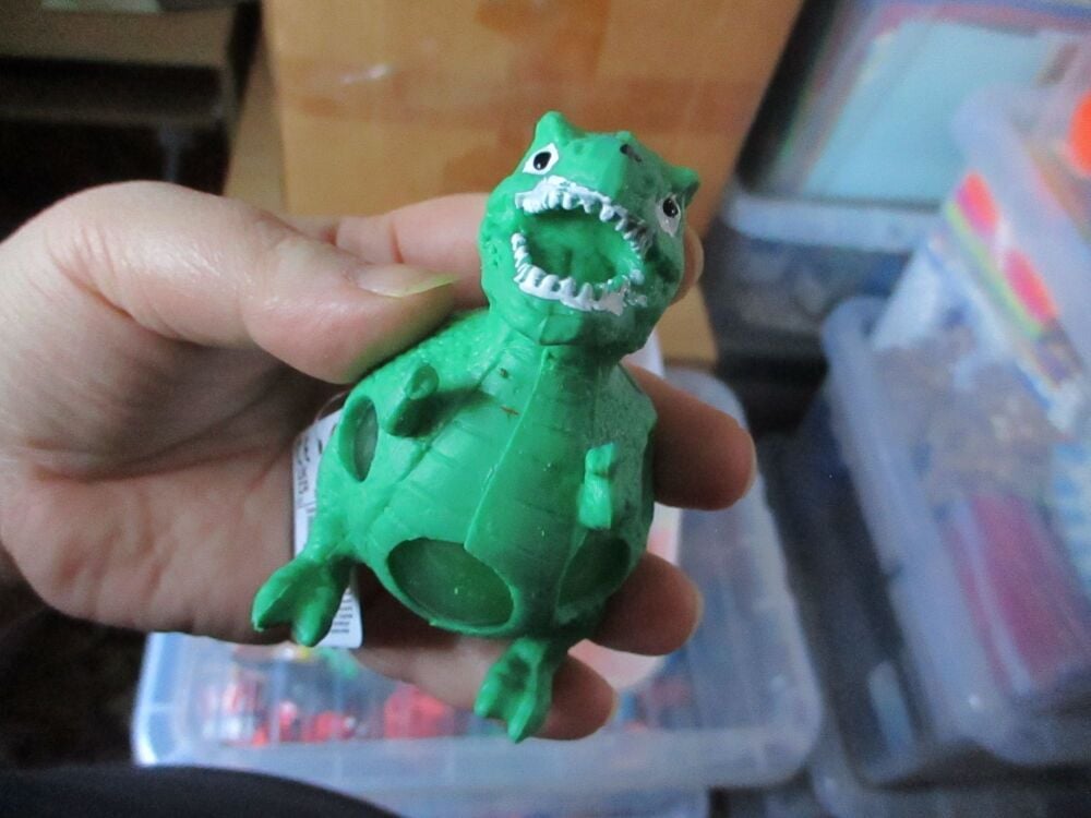 Green Tyrannosaurus Rex Squishy Bead Dinosaur - Liquid Filled with coloured beads inside - Hoot