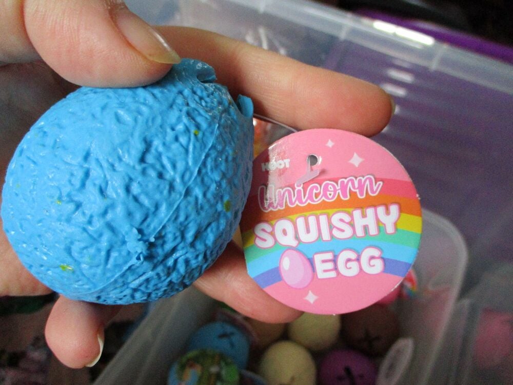 Blue Squishy Unicorn Egg - Liquid Filled with baby Unicorn inside - Hoot