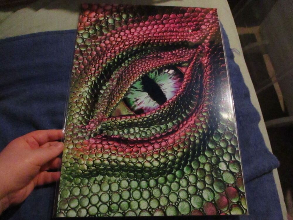 Pink & Green Dragon Eye - Professional Print - A3 Size. By Goblin Dreams