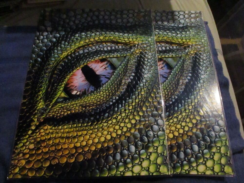 Green, Yellow & Blue Dragon Eye - Professional Print - A3 Size. By Goblin Dreams