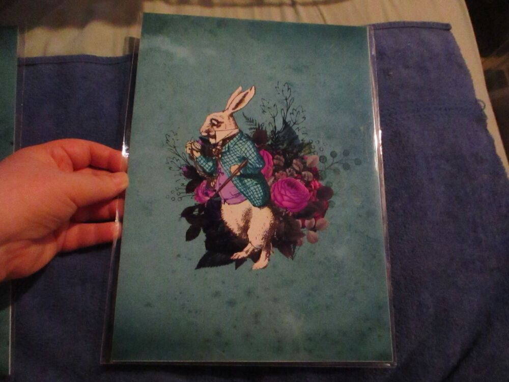 White Rabbit - Late - Alice In Wonderland - Professional Print - A4 Size. B