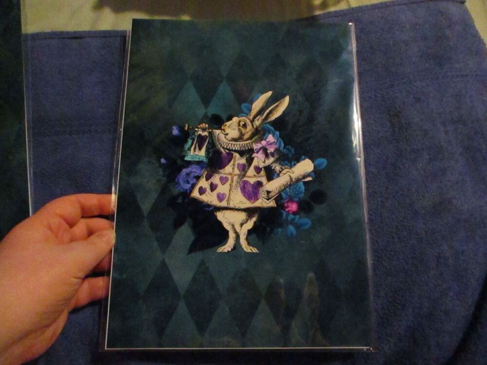 White Rabbit - Trumpet - Alice in Wonderland -  Professional Print - A4 Size. By Goblin Dreams