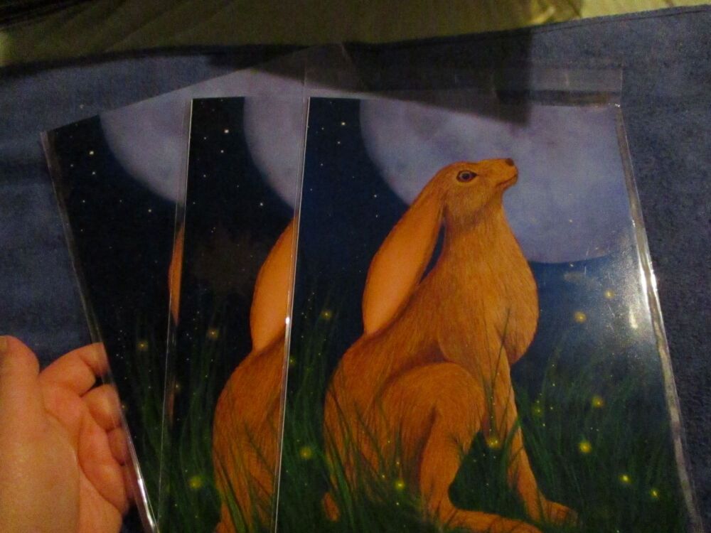 Moon Gazing Hare (Realistic) -  Professional Print - A4 Size. By Goblin Dreams