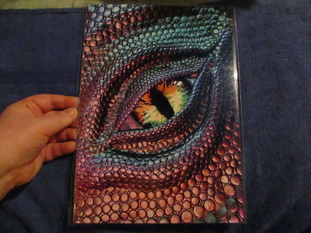 Pink & Aqua Dragon Eye -  Professional Print - A4 Size. By Goblin Dreams
