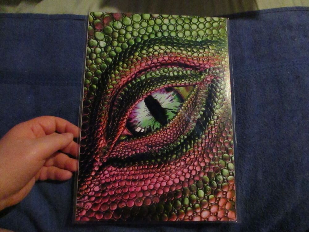 Pink & Green Dragon Eye -  Professional Print - A4 Size. By Goblin Dreams