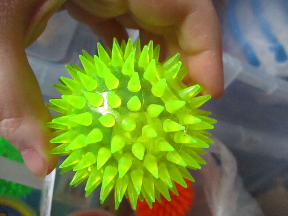 Yellow Light Up Spikey Ball Toy - Hoot