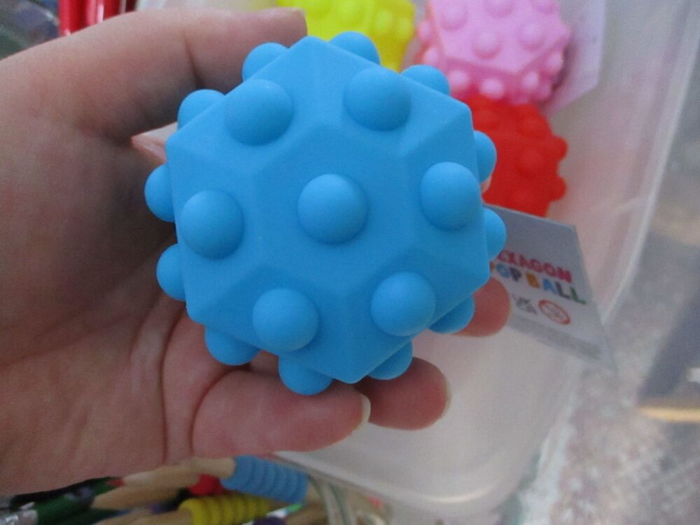 Hollow Blue Hexagonal Sensory Pop Ball Toy - Hoot