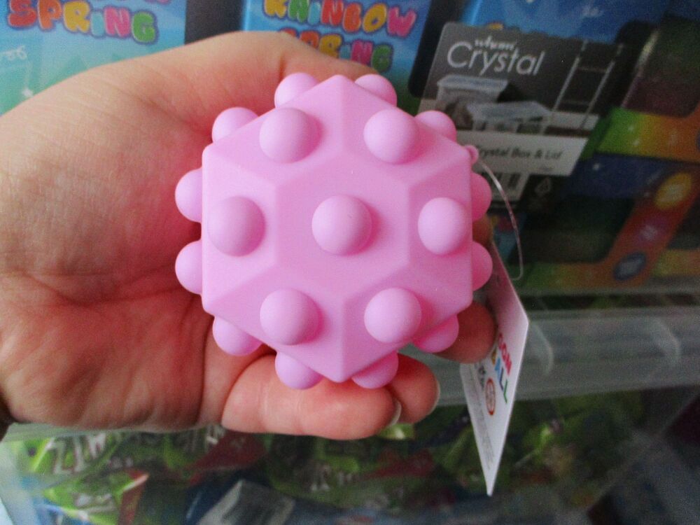 Hollow Pink Hexagonal Sensory Pop Ball Toy - Hoot