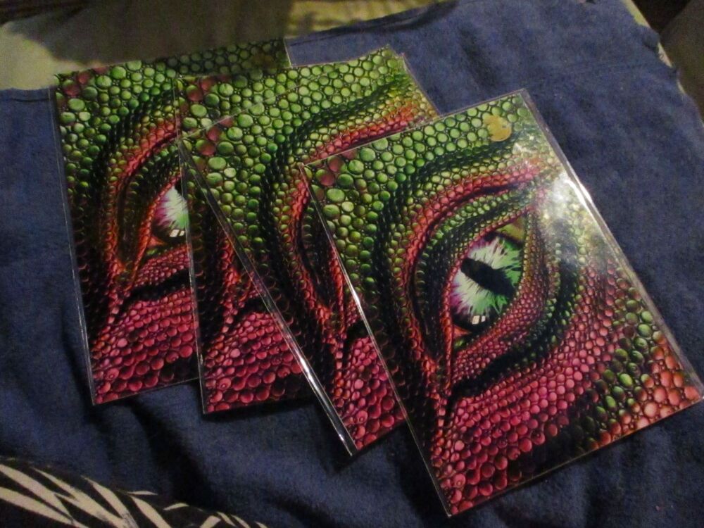 Pink & Green Dragon Eye - Professional Print - A5 Size. By Goblin Dreams