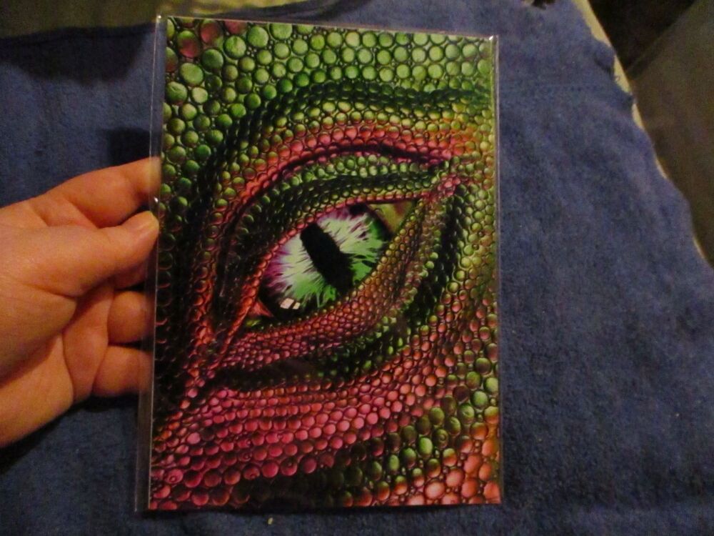 Pink & Green Dragon Eye - Professional Print - A5 Size. By Goblin Dreams