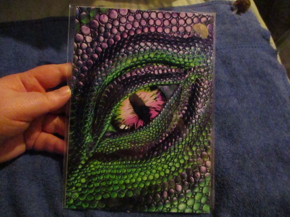 Purple & Green Dragon Eye - Professional Print - A5 Size. By Goblin Dreams