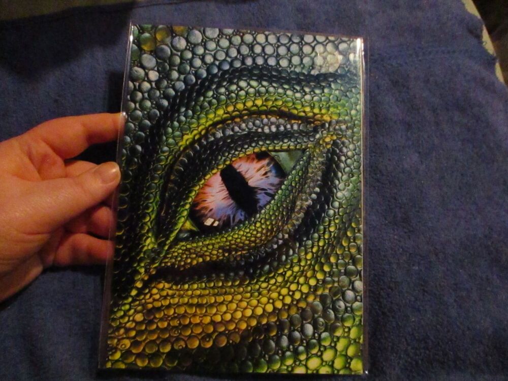 Green, Yellow & Blue Dragon Eye - Professional Print - A5 Size. By Goblin Dreams