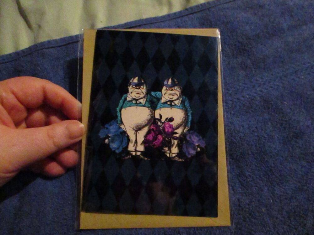 The Tweedles - Alice in Wonderland Greeting Card - Professional Print - A6 Size. By Goblin Dreams