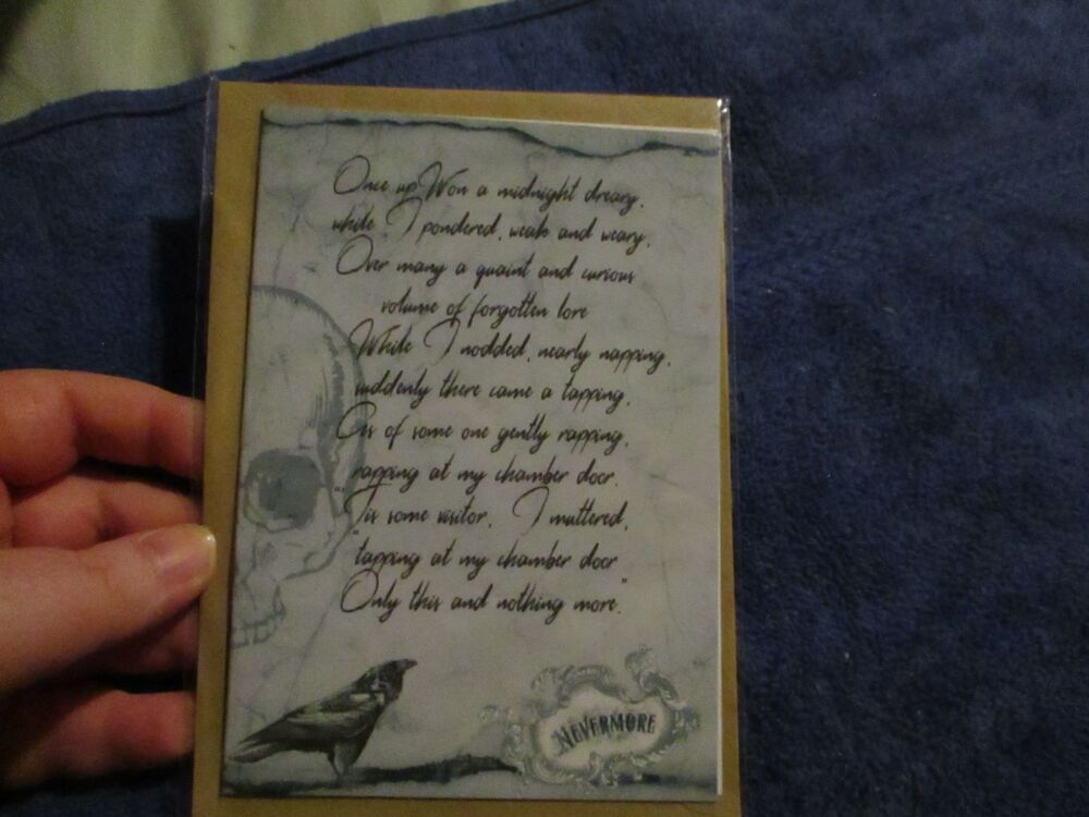 Nevermore - The Raven (Grey) Greeting Card - Professional Print - A6 Size. By Goblin Dreams