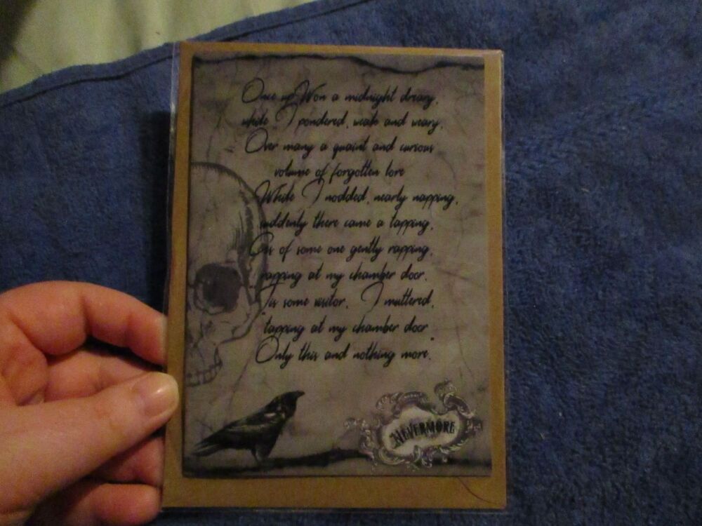 Nevermore - The Raven (Black) Greeting Card - Professional Print - A6 Size. By Goblin Dreams