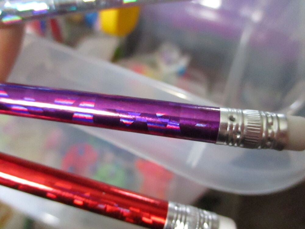 Purple Holographic Loose Single Pencil with Eraser Topper - Back To School / Office Supply