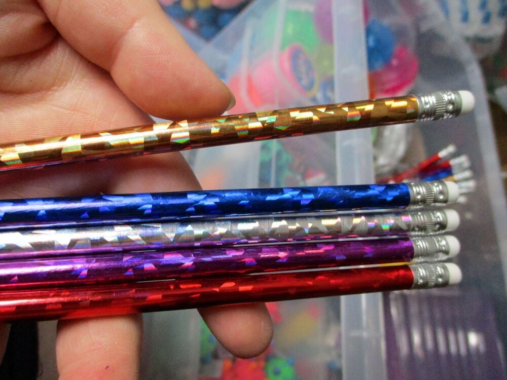 Red Holographic Loose Single Pencil with Eraser Topper - Back To School / Office Supply