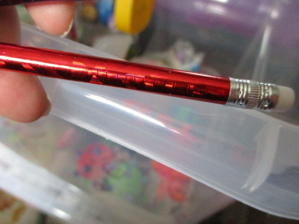 Red Holographic Loose Single Pencil with Eraser Topper - Back To School / O