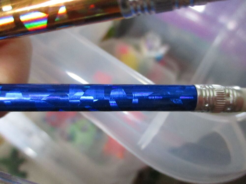 Blue Holographic Loose Single Pencil with Eraser Topper - Back To School / Office Supply