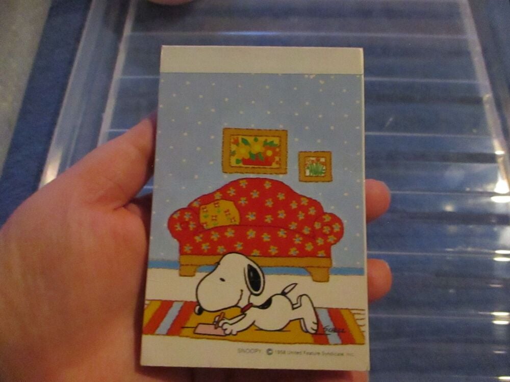 Small Vintage Blue Snoopy Notepad - creased cover but unused