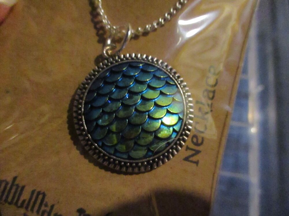 Clay & Silver tone "Mermaid Scales" - Pendant with chain - Goblin Dreams