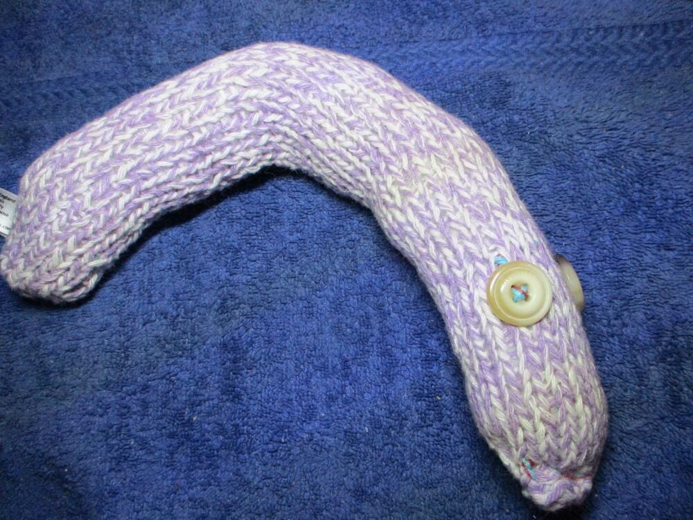 Lilac White Mottled Midi Snake with Creamy Brown Eyes Knitted Soft Toy