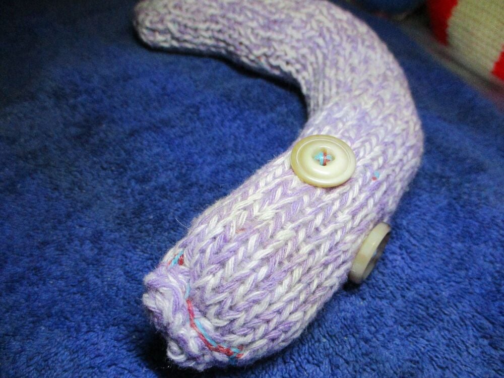 Lilac White Mottled Midi Snake with Creamy Brown Eyes Knitted Soft Toy