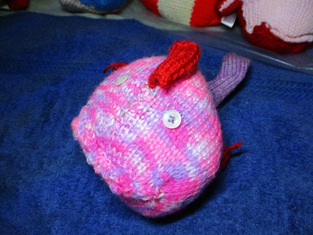 Pink and Purple Rainbow Midi Fish with White Eyes Knitted Soft Toy