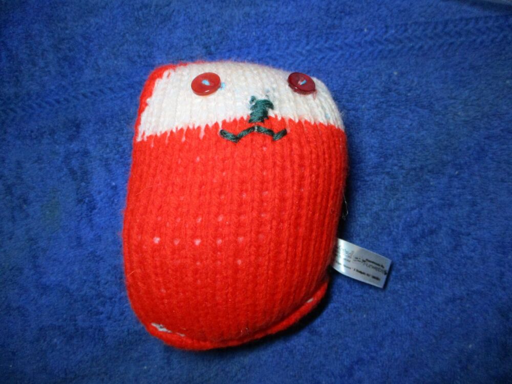 Red Eyed Mini Armless Santa Snuggy - Knitted By KittyMumma