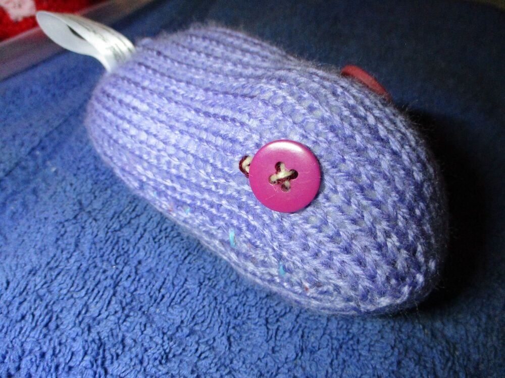 Parma Violet Purple with Pink Eyes Micro Grub Knitted Soft Toy