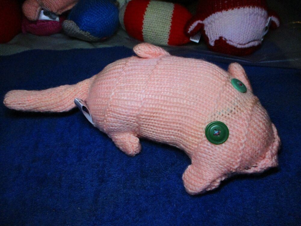 Peach with Green Eyes Scuttlecat - Knitted By KittyMumma Soft Toy