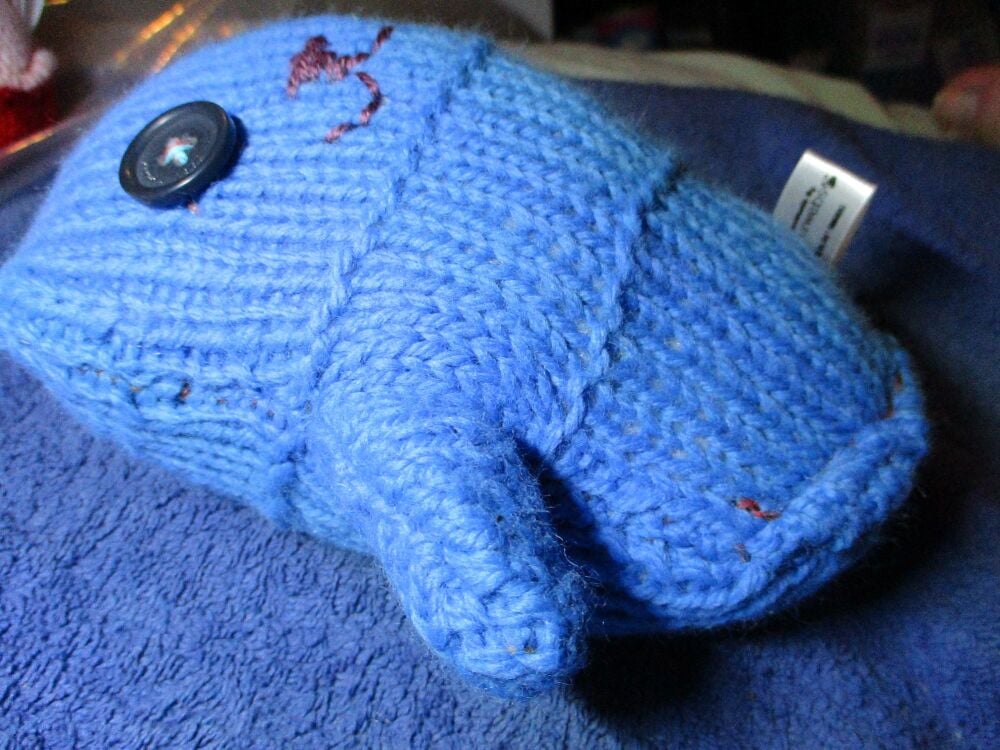 Mid Blue with Black Eyes Midi Ted - Knitted By KittyMumma