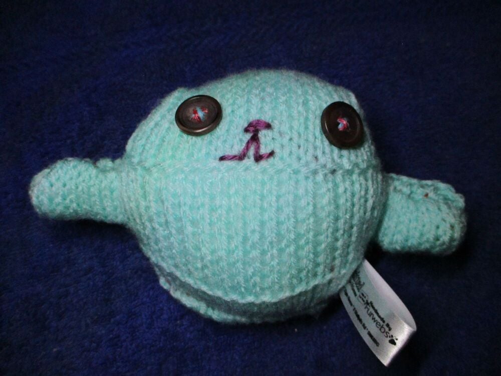 Mint Green With Brown Eyes Mini Ted - Knitted By KittyMumma