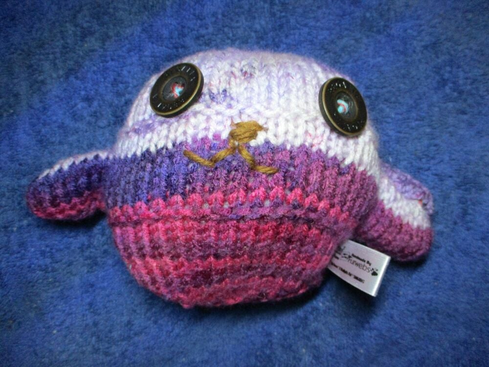 Mixed Berry Purples With Brown Eyes Mini Ted - Knitted By KittyMumma