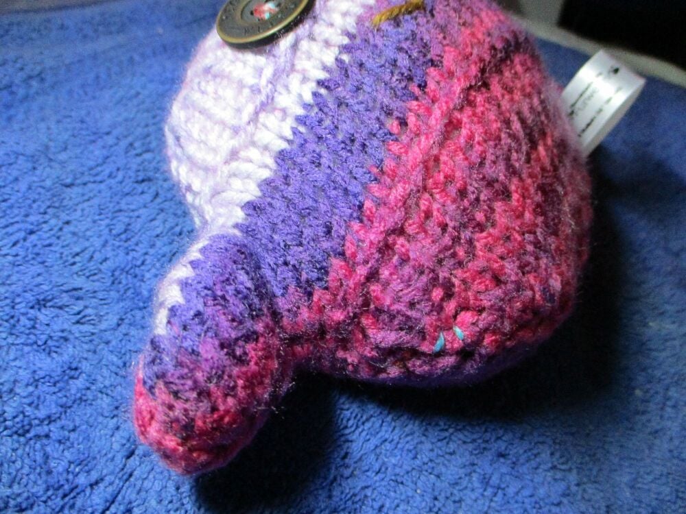 Mixed Berry Purples With Brown Eyes Mini Ted - Knitted By KittyMumma