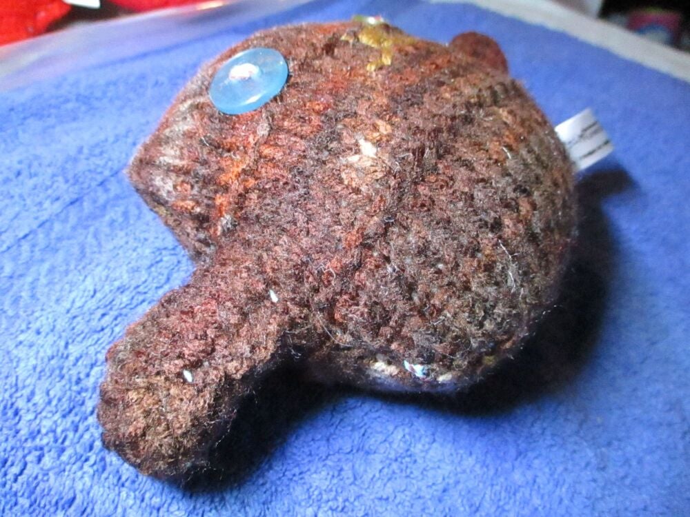 Mixed Earthy Browns With 1 Blue 1 Green Clear Eyes Mini Ted - Knitted By KittyMumma