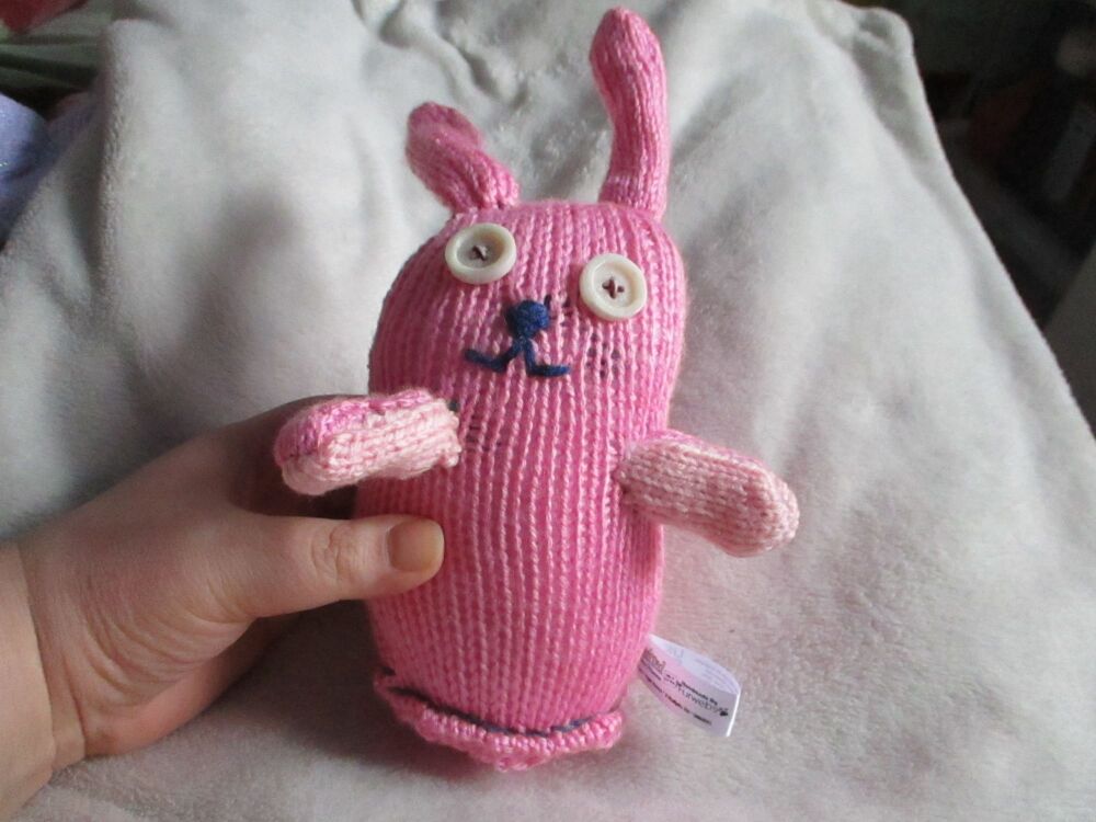 Bubblegum Pink Midi Bunny with Creamy Eyes Knitted By KittyMumma