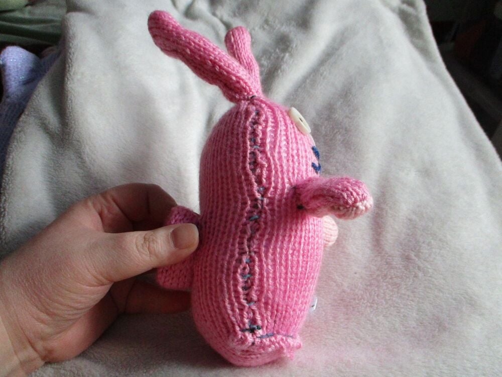 Bubblegum Pink Midi Bunny with Creamy Eyes Knitted By KittyMumma