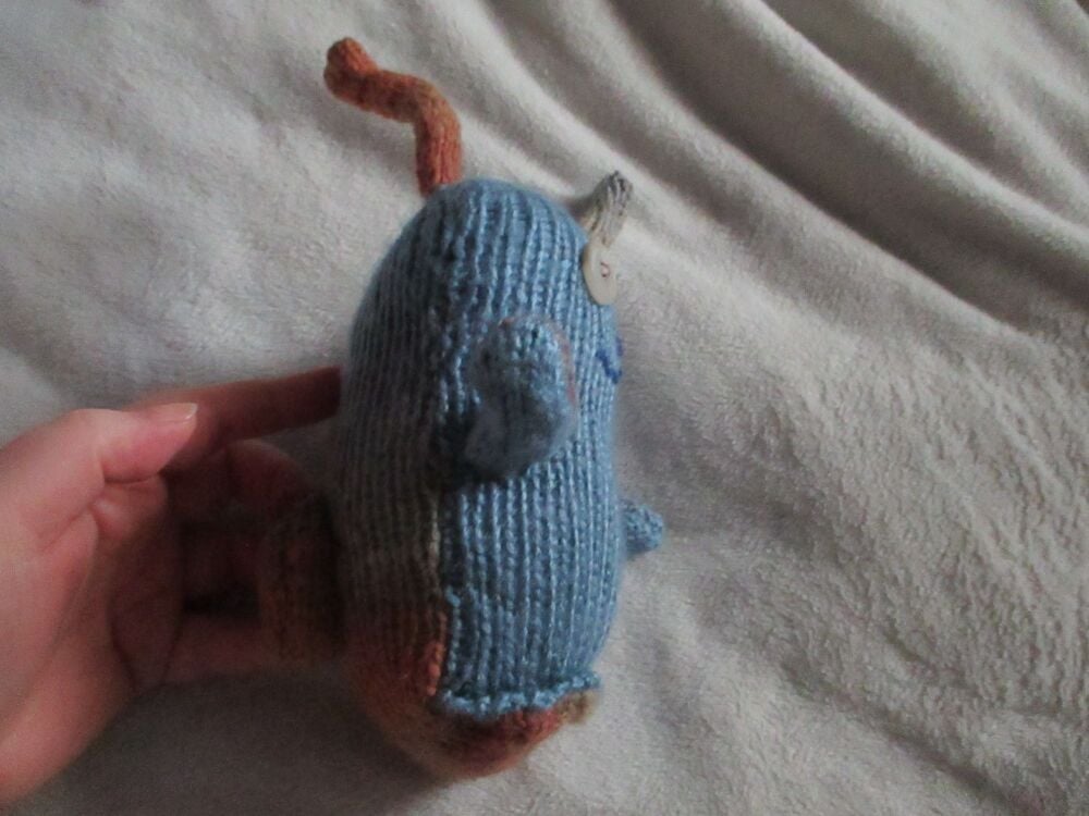 Brown and Blue "Rusty" Gradient Midi Bunny with Creamy Eyes Knitted By KittyMumma