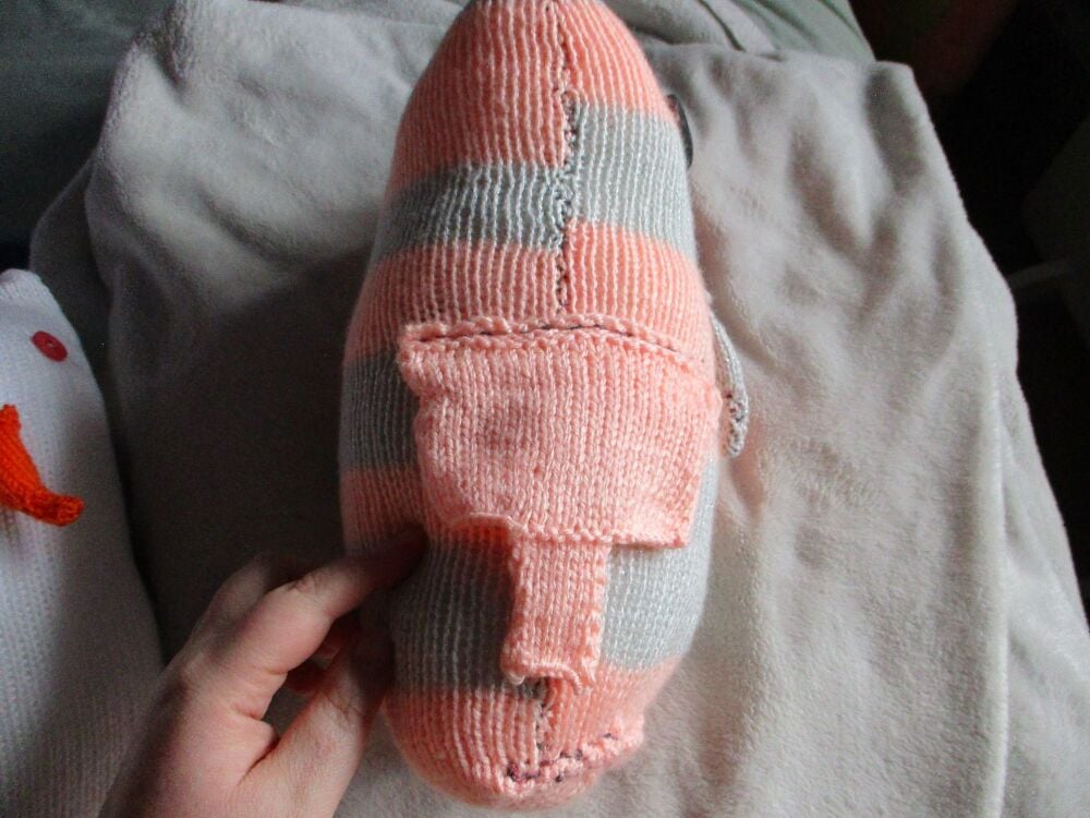 Glittery Grey and Peach with 1 Grey 1 Pink Eyes Giant Owl Knitted By KittyMumma