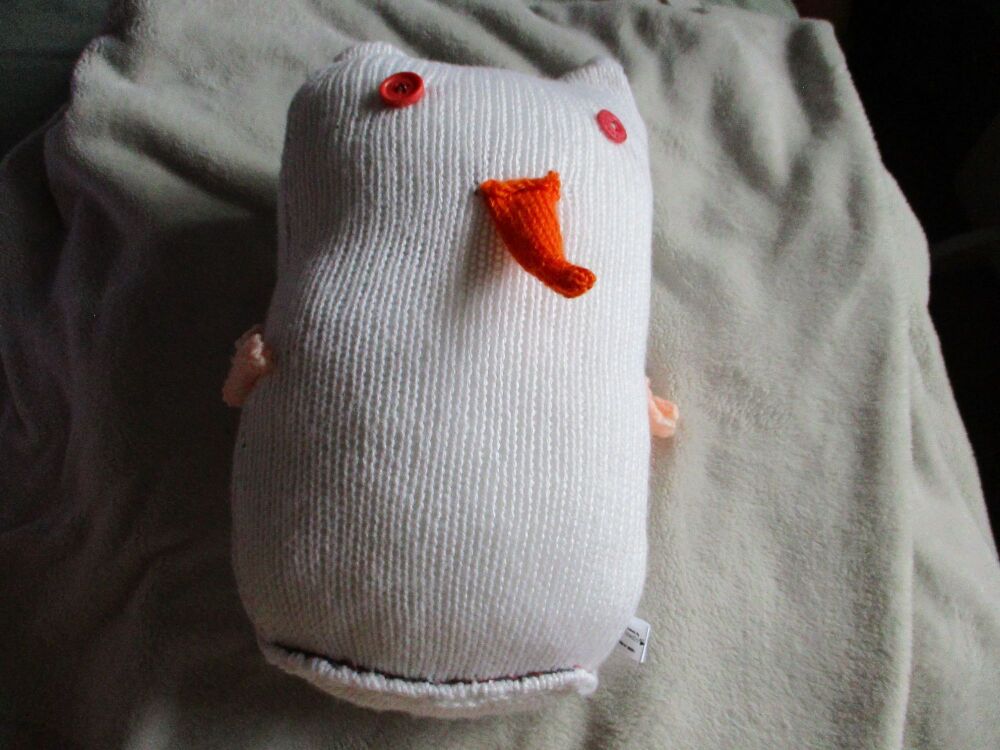 Glittery White Snowbird with Pinky Orange Eyes Giant Owl Knitted By KittyMu