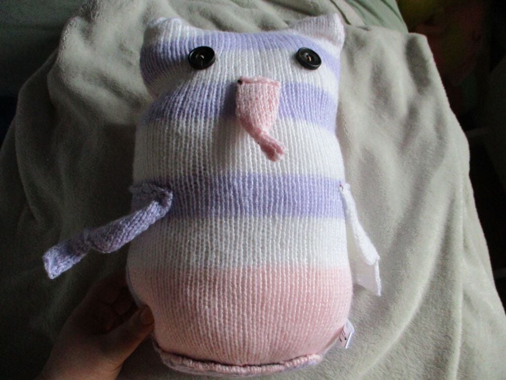 Glittery White Lilac Pink with Black Eyes Giant Owl Knitted By KittyMumma