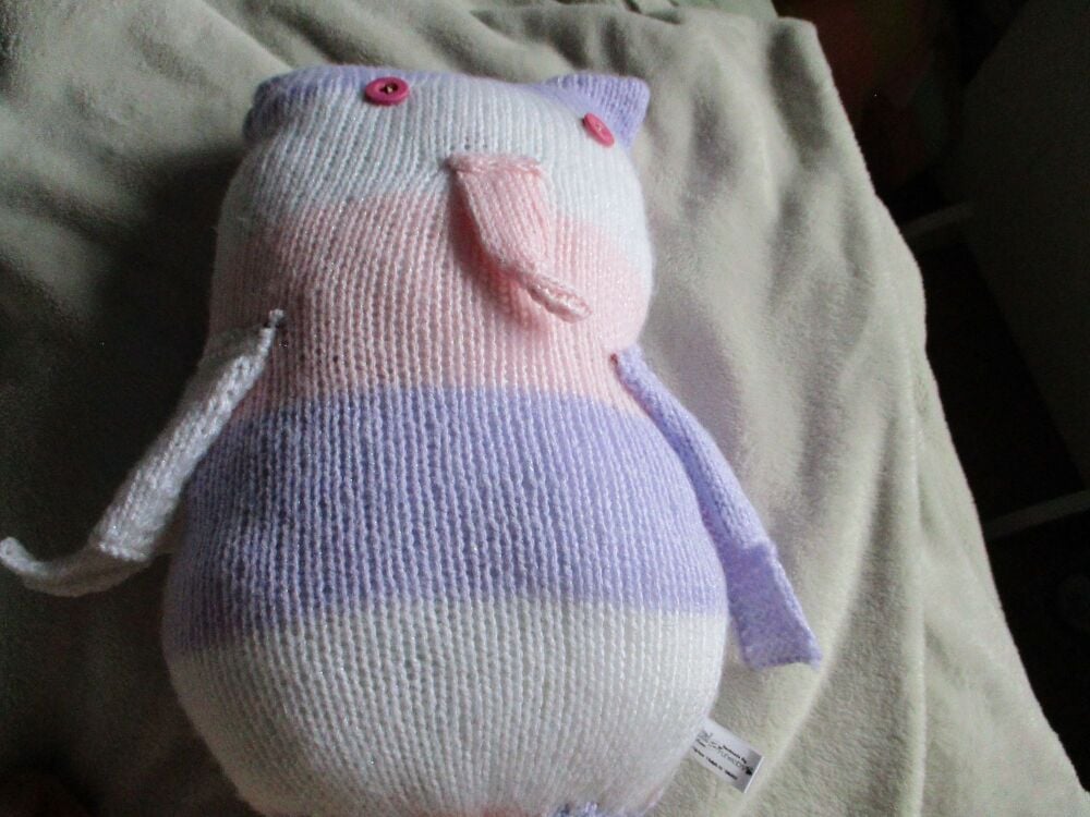 Glittery White Lilac Pink with Pink Eyes Giant Owl Knitted By KittyMumma