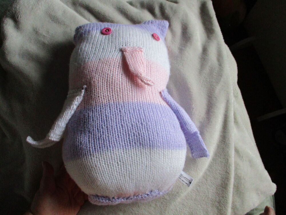 Glittery White Lilac Pink with Pink Eyes Giant Owl Knitted By KittyMumma