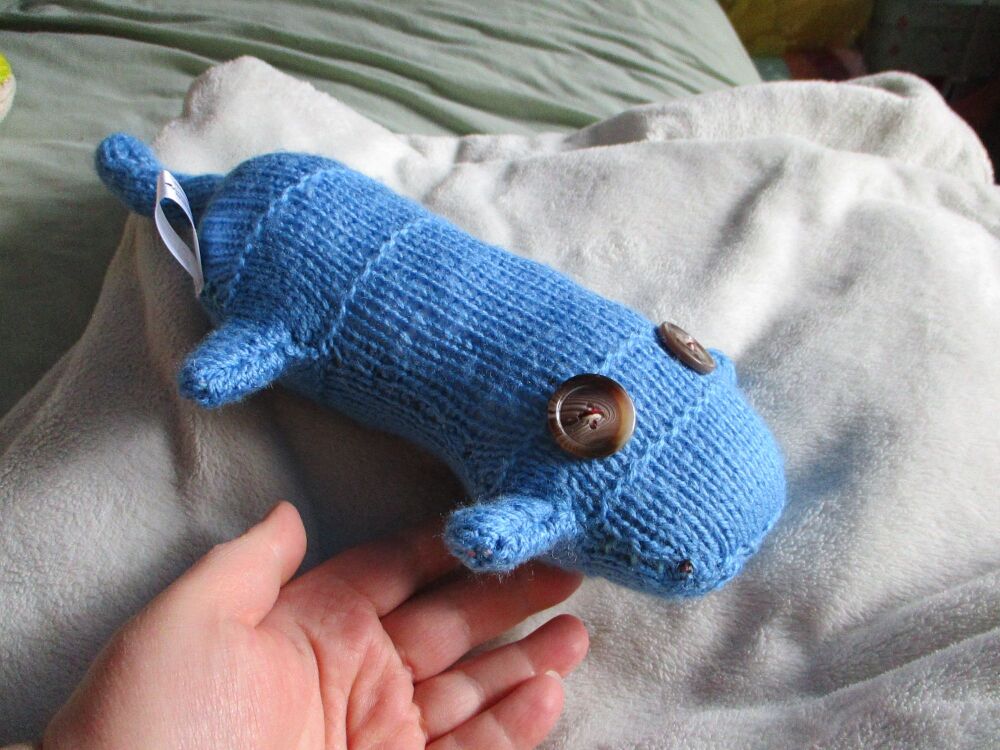 Mid Blue with Brown Eyes Scuttlecat - Knitted By KittyMumma Soft Toy