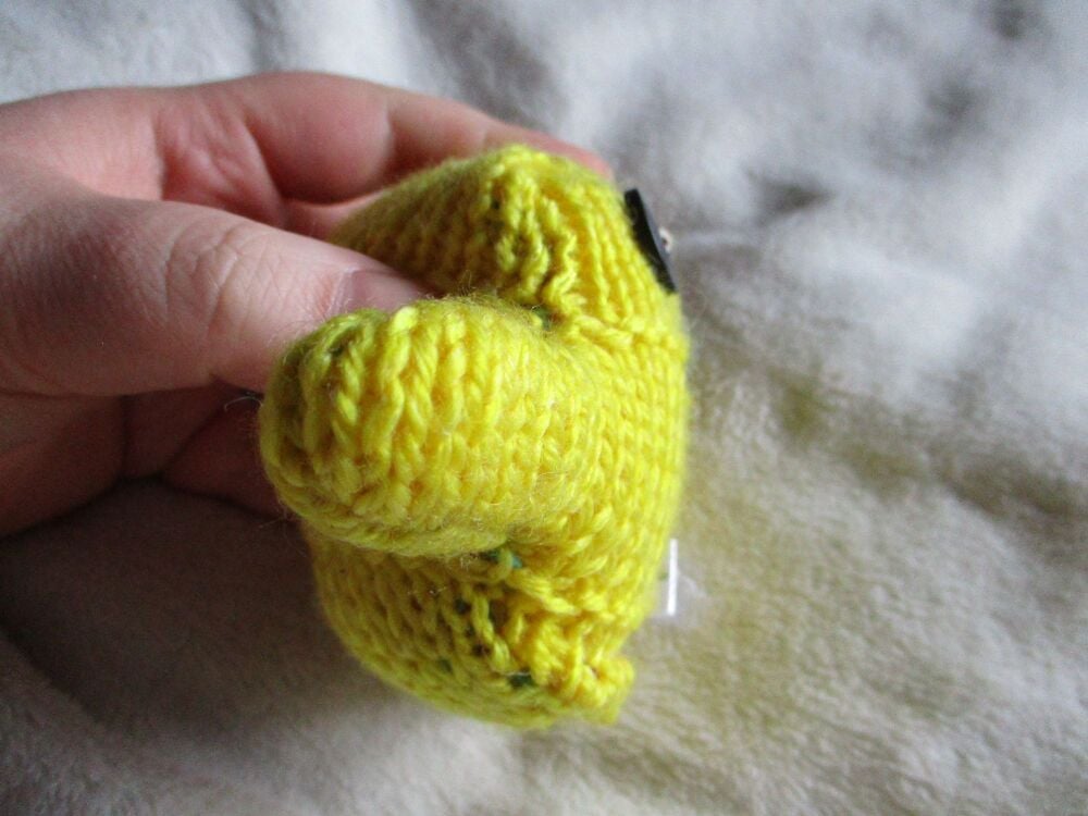 Yellow With Black Eyes Mini Ted - Knitted By KittyMumma