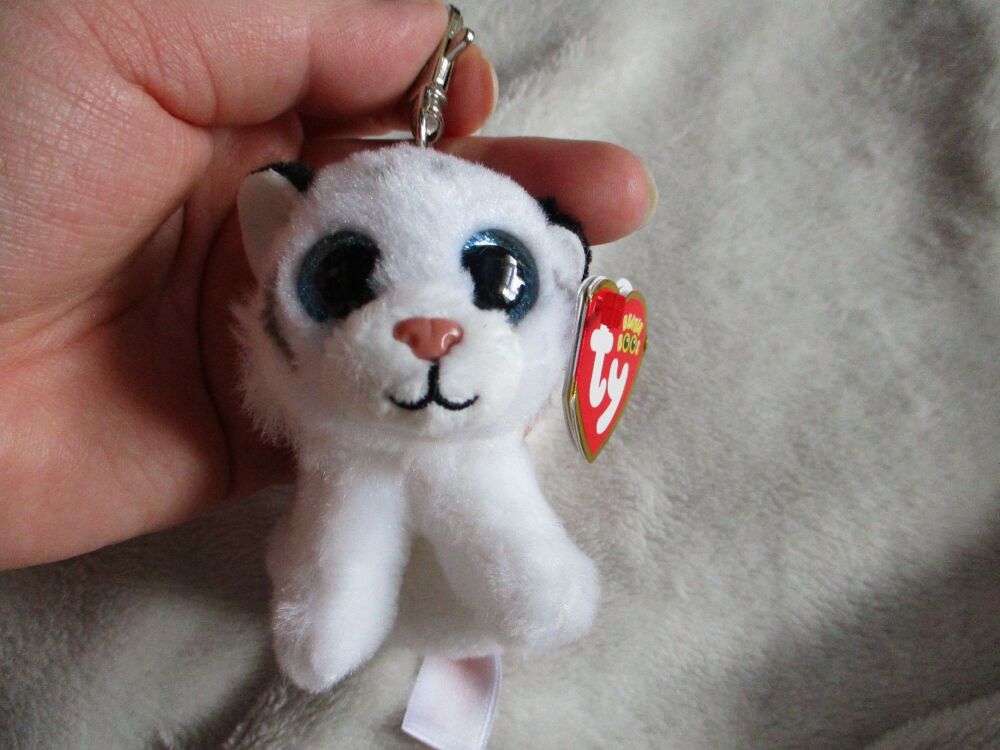 "Tundra" the White Tiger Keyclip Keyring -  TY Beanie Boos